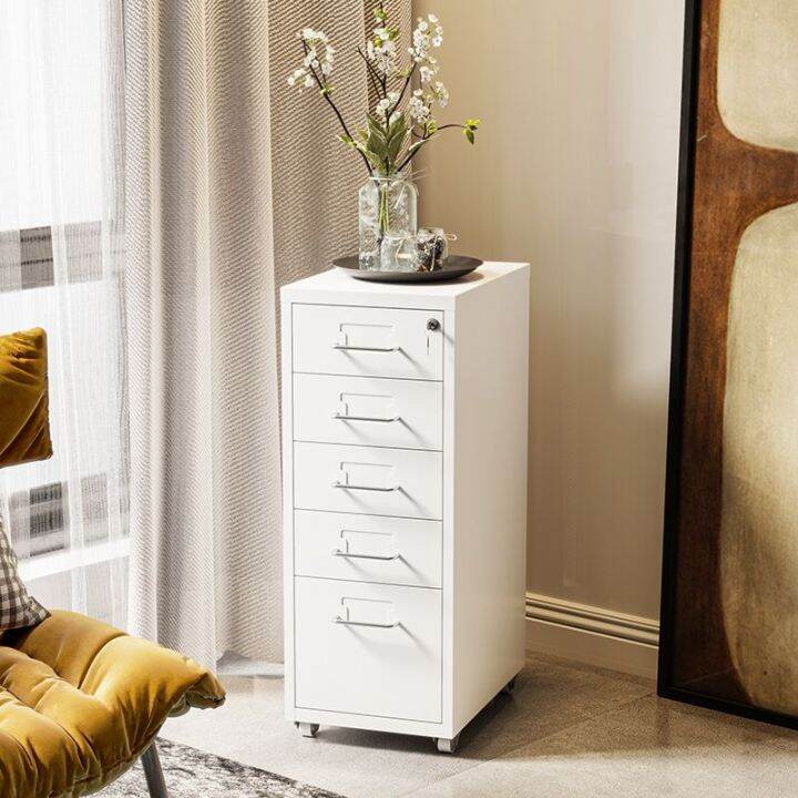 5Drawer Metal Filing with Casters and Lock for Home