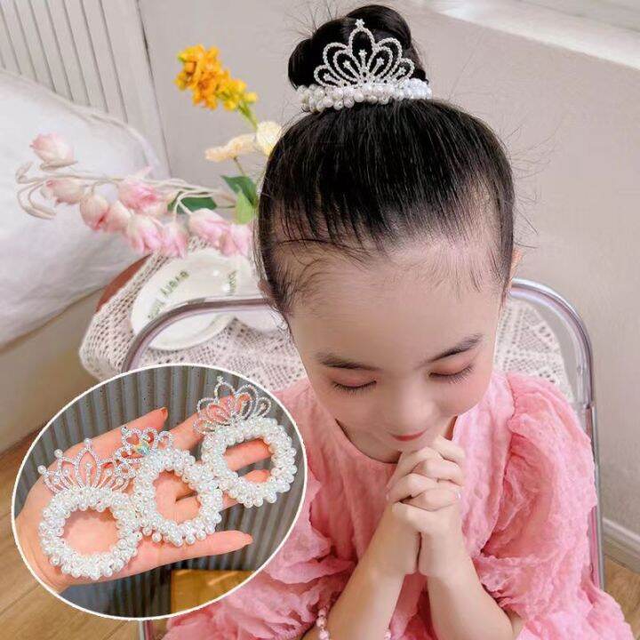 Children 's Crown Pearl Hair Ring Princess Za Pill Head Girl Cute Hair