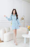 Dewishes ? Babyblue Dress เดรสเชิ้ต แขนยาว คอปก สีฟ้าอ่อน