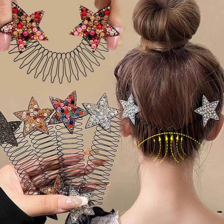 Y2K Diamond Star Hair Comb Women Back Brain Spoon Fragment Hair Sorter