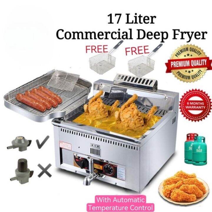 MD SINAR 17L GAS STAINLESS STEEL DEEP FRYER COMMERCIAL / DAPUR GORENG ...