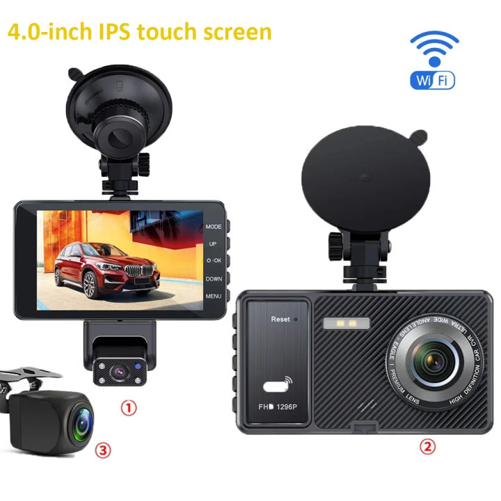 1080P Dash Cam for Cars WIFI Car Dvr 3 Channel Recorder Video