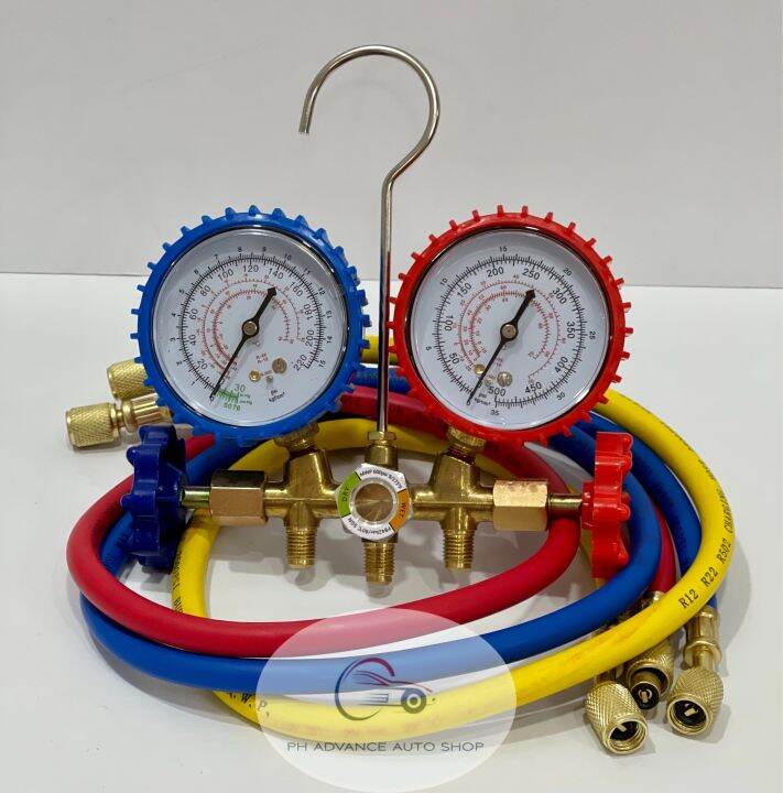 Brass Manifold Gauge Set with Hose R134a / R22 / R12 / R502 Lazada PH