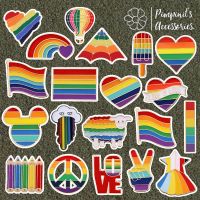 ʕ •ᴥ•ʔ ✿ พร้อมส่ง : เข็มกลัดเซ็ทสัญลักษณ์ความหลากหลายทางเพศ | Rainbow Pride Symbol Enamel Brooch Pin Set.