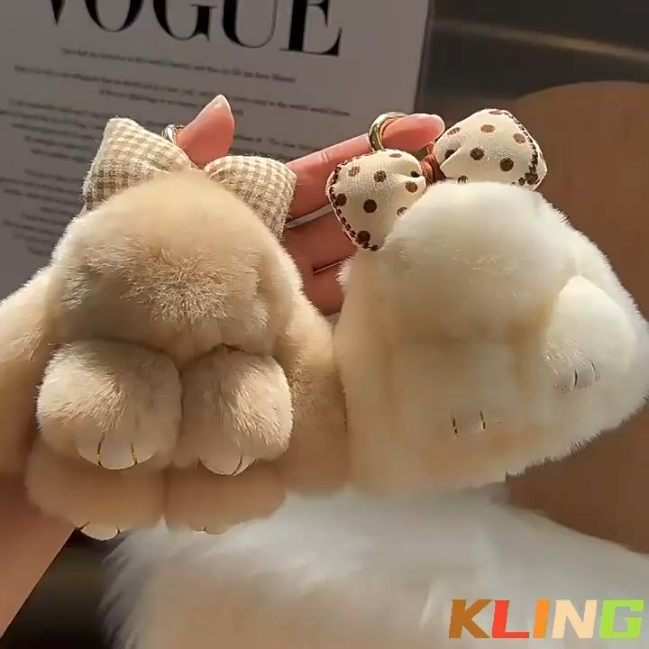 Rabbit Keychain Cute Fluffy Bunny Keychain Rex Genuine Rabbit Fur