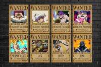 Poster One Piece WANTED โปสเตอร์วันพีซ ขนาดเล็ก ใบค่าหัวของเหล่าลูกเรือจักรพรรดิ 1ชุด/8ชิ้น ผลิตจากกระดาษ ArtCard แข็ง