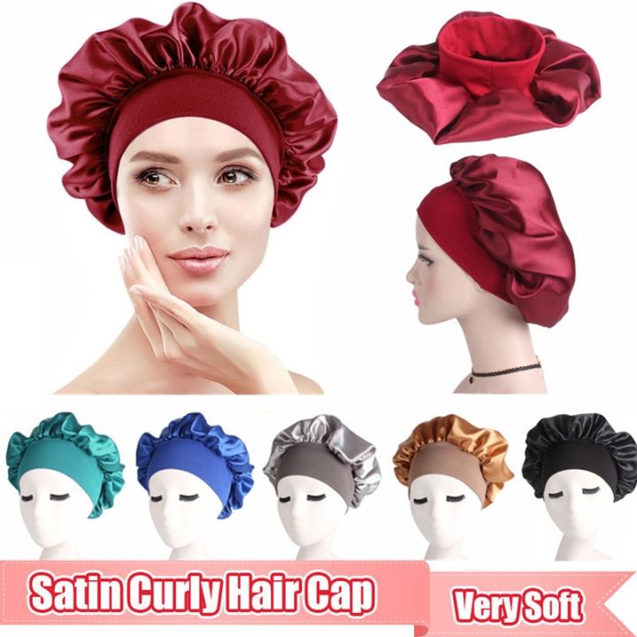 Womens Sleeping Hair Cap Satin Net Head Cover Elastic Night Sleep Cap  Bonnet Cap