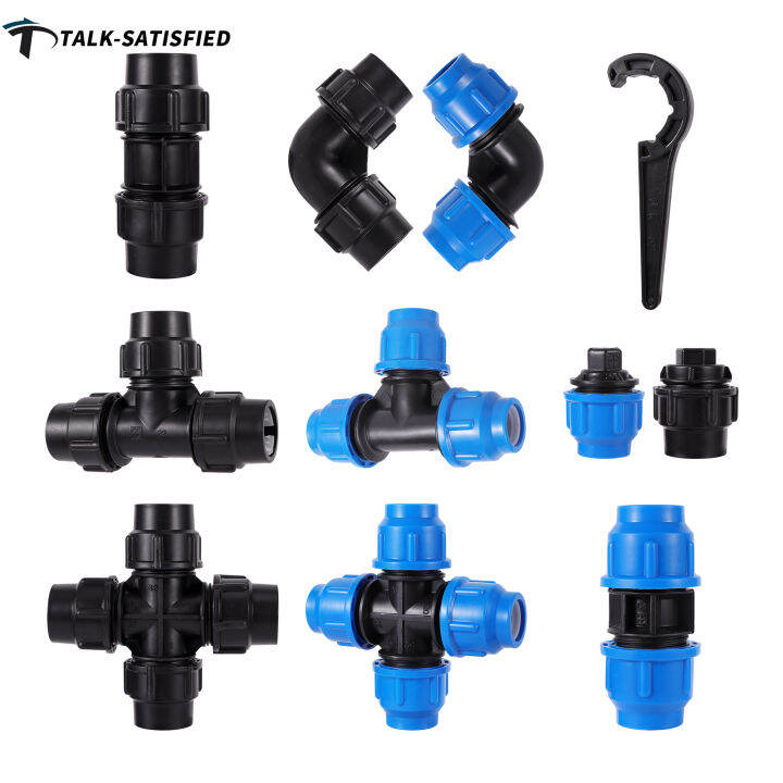 32mm PE Pipe Lock Tee Straight Elbow Hose Repair Connector Extender 