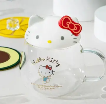 Sanrio Hello Kittys Glass Cups Kawaii Anime Cartoon Dormitory Bedroom  Oatmeal Milk Water Cups Toy Girls Christmas Gifts