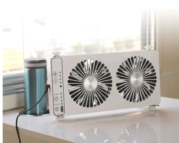 RV 12V Movable Portable Silent Car Window Fan Ventilation With Double