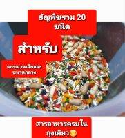 อาหารผสม20ชนิด รับรองจะติดใจ มีหลากหลายให้เลือกมากมาย น้ำหนัก500g / 1000g นกหัดแทะก็ให้ได้เริ่มที่2เดือน