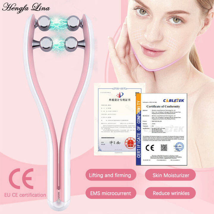 Ems Face Lifting Roller Rf Double Chin V Face Shaped Facial Massager