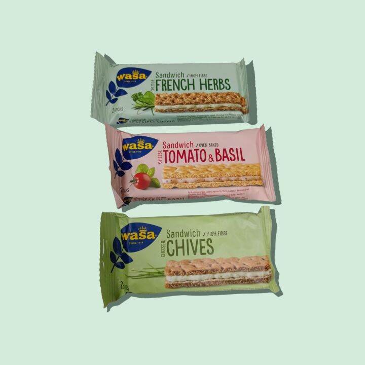wasa sandwich crackers available in french herbs, tomato and basil