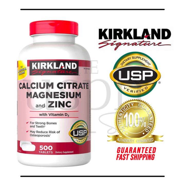 Kirkland Signature Calcium Citrate Magnesium and Zinc 500 Tablets