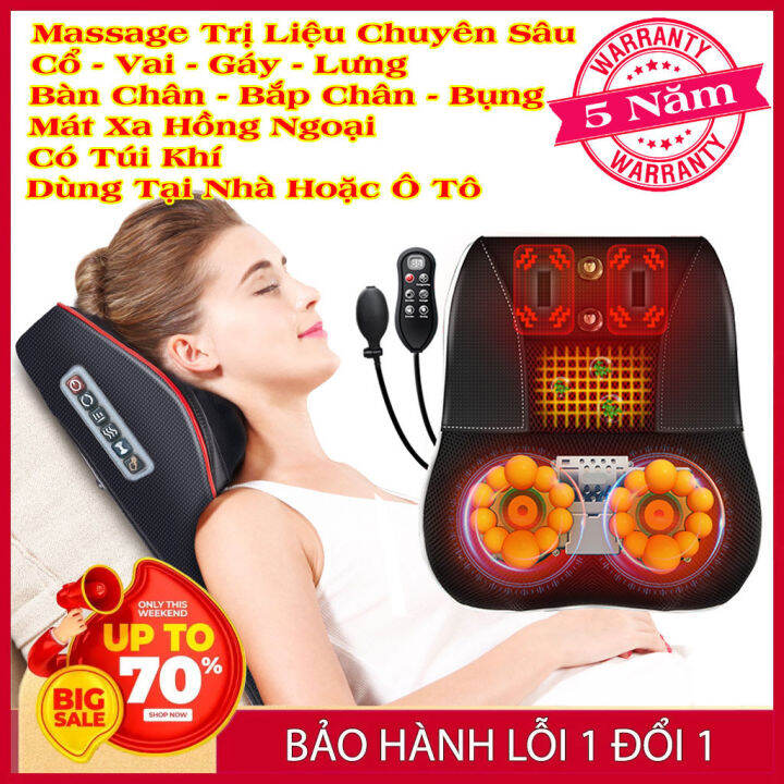 Máy massage cổ vai gáy toàn thân đa năng, Gối mát xa hồng ngoại R7, Máy ...