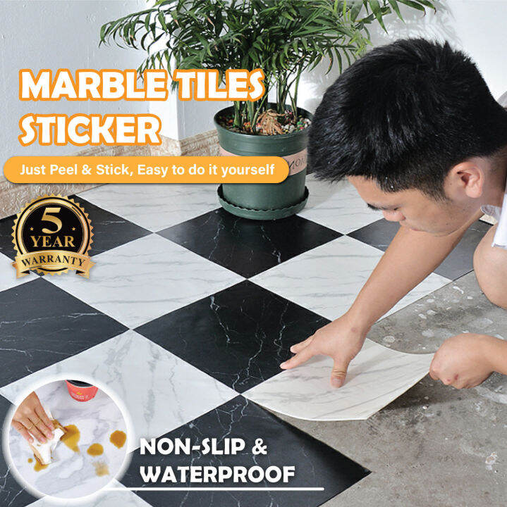 Wahaha 30X30CM Waterproof Marble Tiles Floor Tile Sticker Self Adhesive