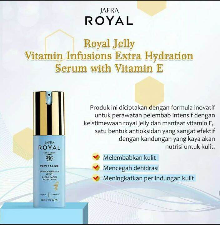 Jafra Royal Jelly Revitalize Extra Hydration Serum Vitamin E Jafra serum Vitamin E Jafra Royal