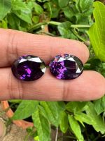 CZ เพชร CZ  อเมทิสต์ (Amethyst) ม่วง BRILLIANT PURPLE เพชรรัสเซีย รูปไข่ 10x12 มม (2 เม็ด) พลอย CUBIC ZIRCONIA CZ ROUND SHAPE 10x12 MM (2PCS)