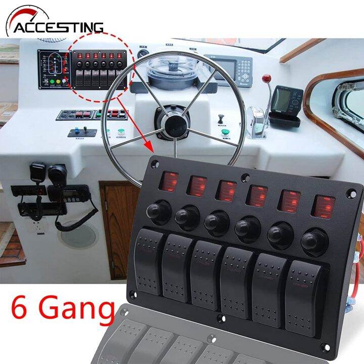 6 Groups Boat Rocker Switch Panel Marine Switch Panel Waterproof Marine