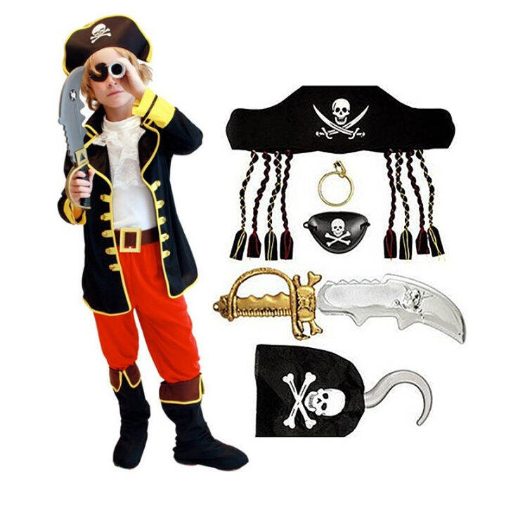 Pirate King Boy Halloween Costume Cosplay Pirates of the Caribbean Captain Jack Kids Birthday