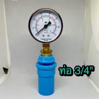 Pressure gauge 5 kg/cm2 สำหรับท่อประปาขนาด 3/4 รวมข้อต่อตรง พร้อมใช้งาน เกจแรงดัน 5 kg/cm2  สำหรับปั๊มน้ำและเครื่องกรองน้ำ