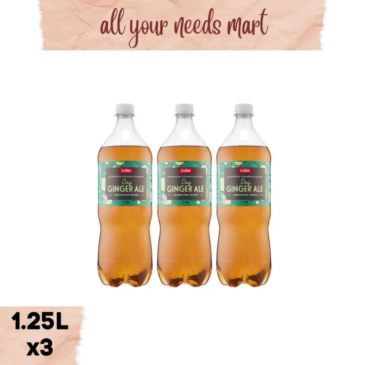Coles ♡ Dry Ginger Ale ♡ Sparkling Mixer 1.25L x3 Lazada PH