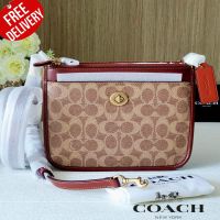 กระเป๋าสะพาย งาน SHOP COACH C6661 Slim Turnlock Crossbody In Signature Canvas