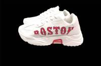 รองเท้าผ้าใบหนัง สีขาว ลายBoston พื้นสูง (Size37-43) มีหลายสี Red