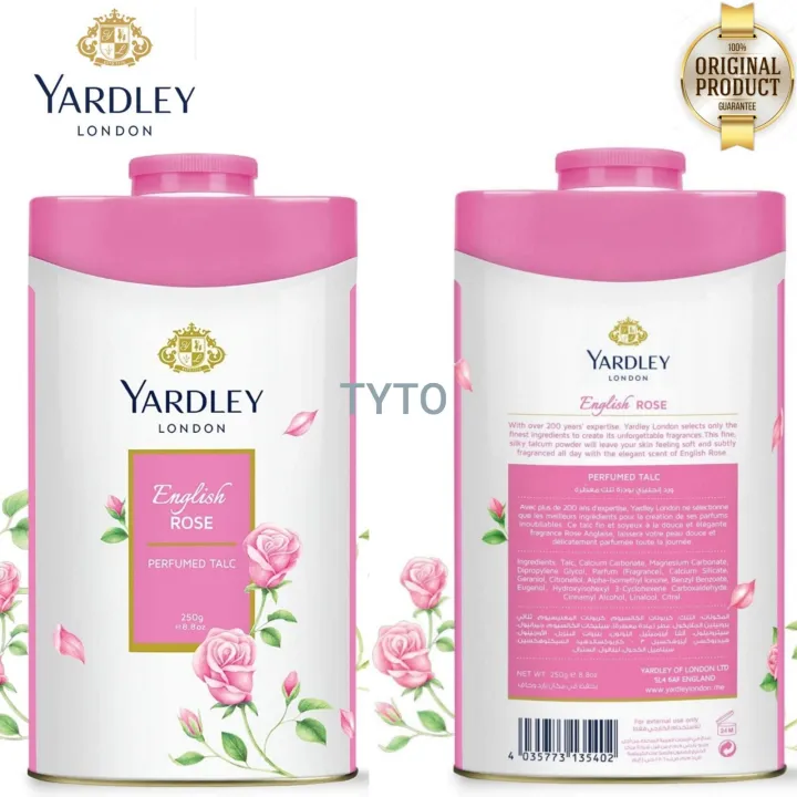 YARDLEY English Rose Perfumed Talcum Body Powder, all day fragrance