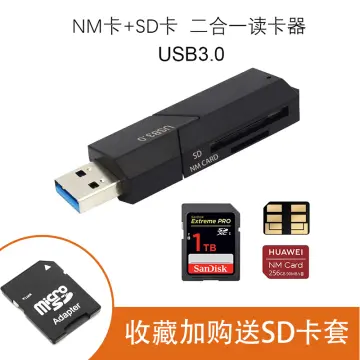 JJC Huawei Nano Memory NM Card Reader Writer, USB 3.0 USB-C Type-C to NM  Nano Memory SD MicroSD Card, Data Transfer Speed up to 90MB/S for Huawei