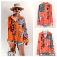 Amberger รุ่น Shirt freesize-40” ลายม้าสีส้ม size M