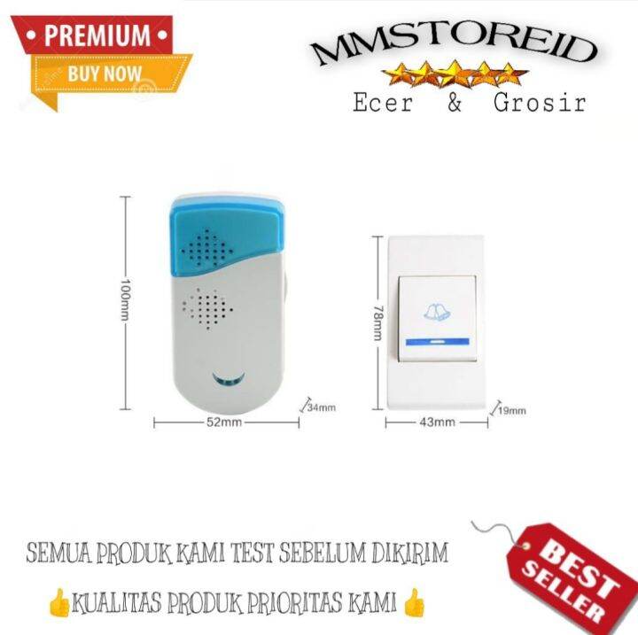 MM Bel Rumah Wireless Door Bell Tanpa Kabel / Bell Pintu Smart V