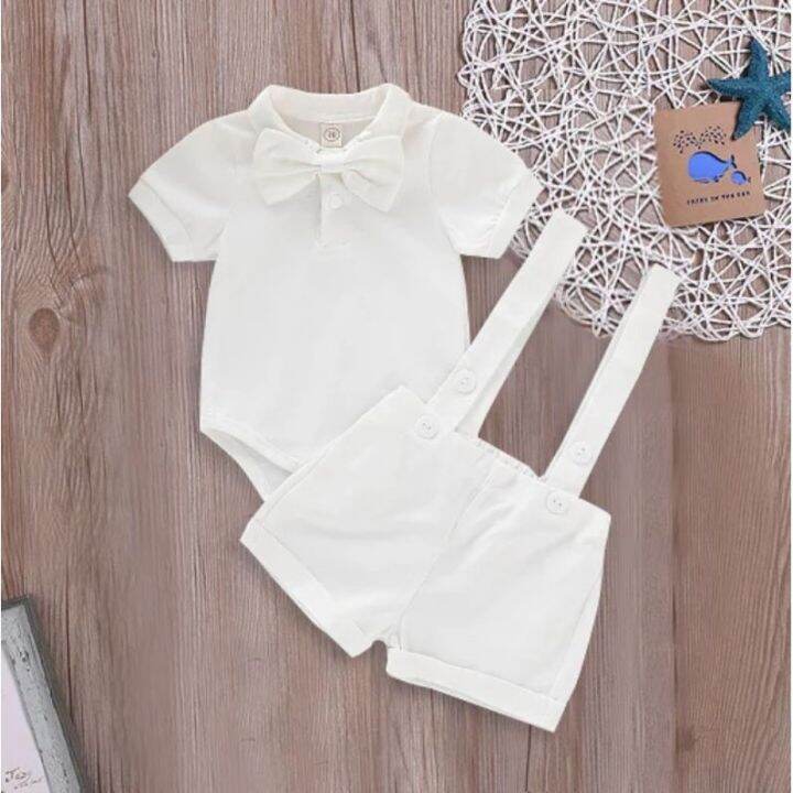 Baby Boy Baptismal Christening Outfit Onesie,Short with jumper Lazada PH