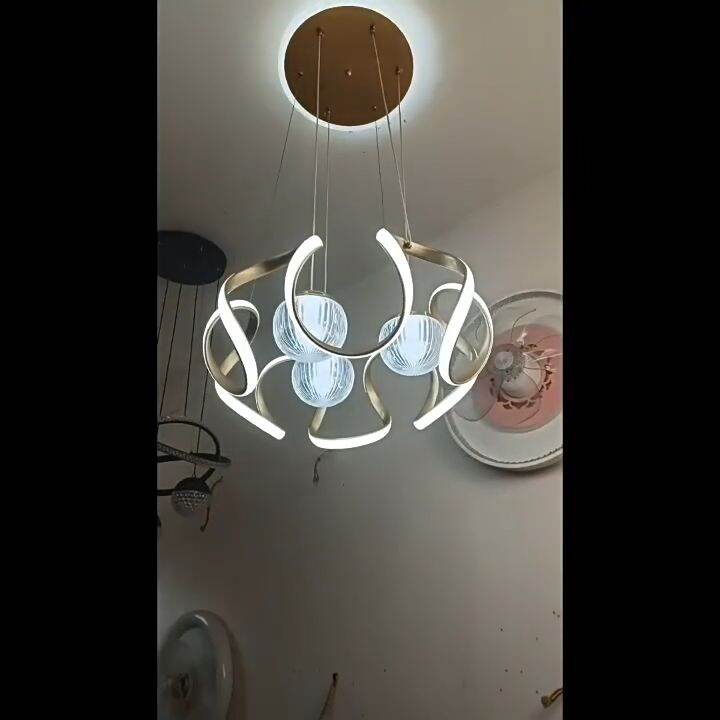 LED Pendant Light Tri-color Ceiling Light Modern Ring Light Bedroom ...