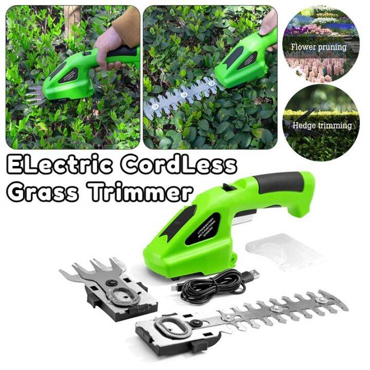 Electric Hedge Trimmer Cutter 2 in1 Handheld Cordless Grass Trimmer