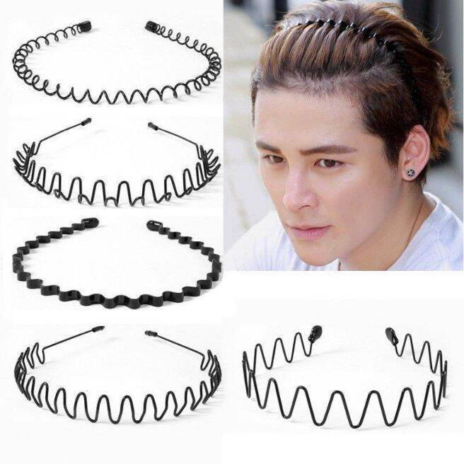 5 pcs Metal Hairband Headband Men Women Plastic Sports Fitness Hair ...