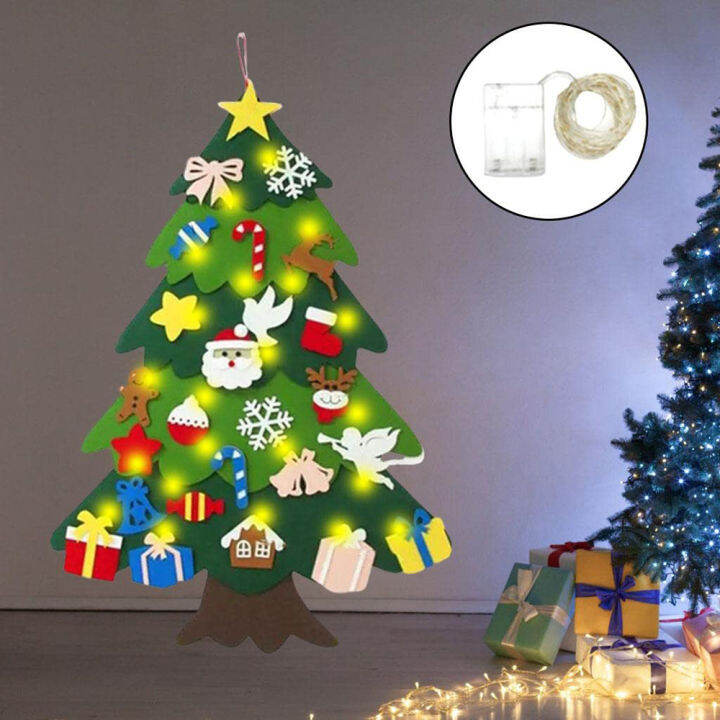 Christmas Tree with LED String Lights, DIY Christmas Decoration Felt
