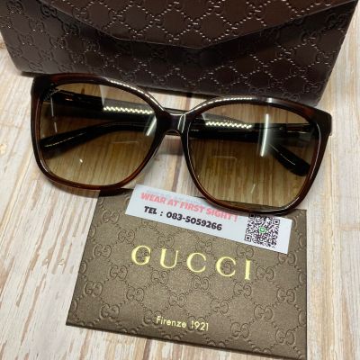 GUCCI แว่นกันแดด รุ่น GG3754 KGLHA (กรอบสีน้ำตาล) // GG3754 Y6CHD (กรอบสีดำ) - ของแท้100% รับประกันศูนย์1ปี อุปกรณ์ครบ