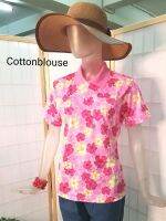 Cottonblouse #SK021 โปโลฮาวาย ญ. ลายดอก  คอปก แขนสั้น casual style เกรดพรีเมี่ยม