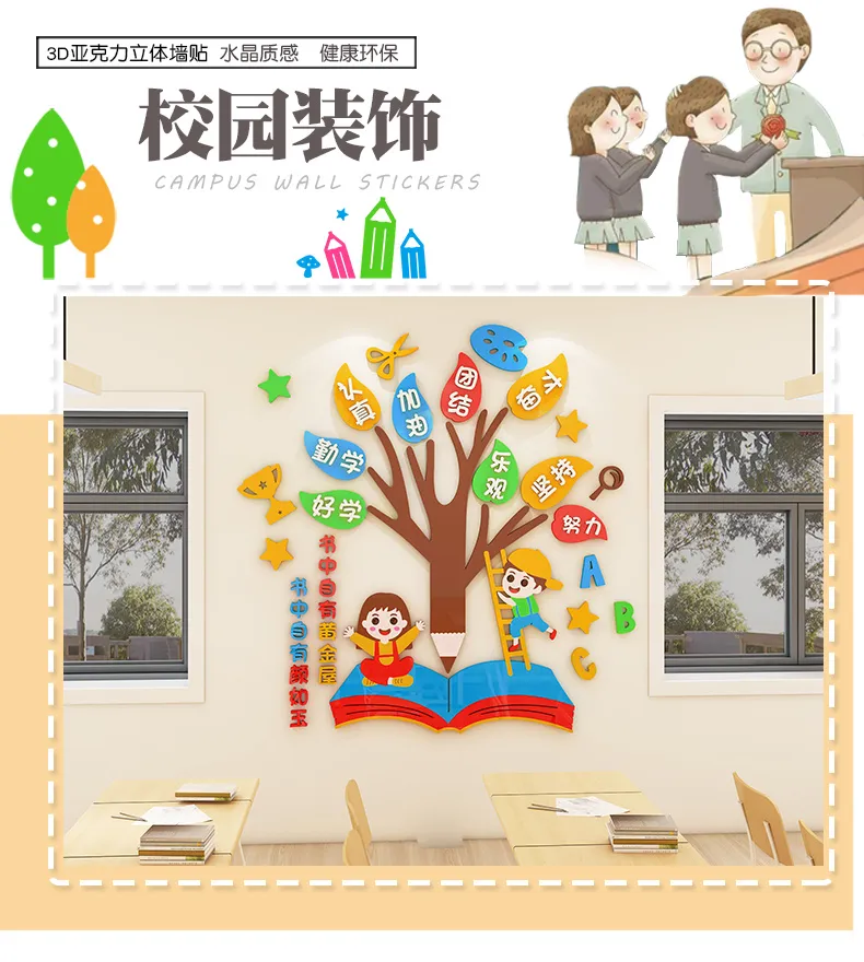 School Class Classroom Layout Primary School Student Three-Dimensional  Cultural Wall Background Wall Decoration Inspirational Slogan Wall Sticker  Painting | Lazada