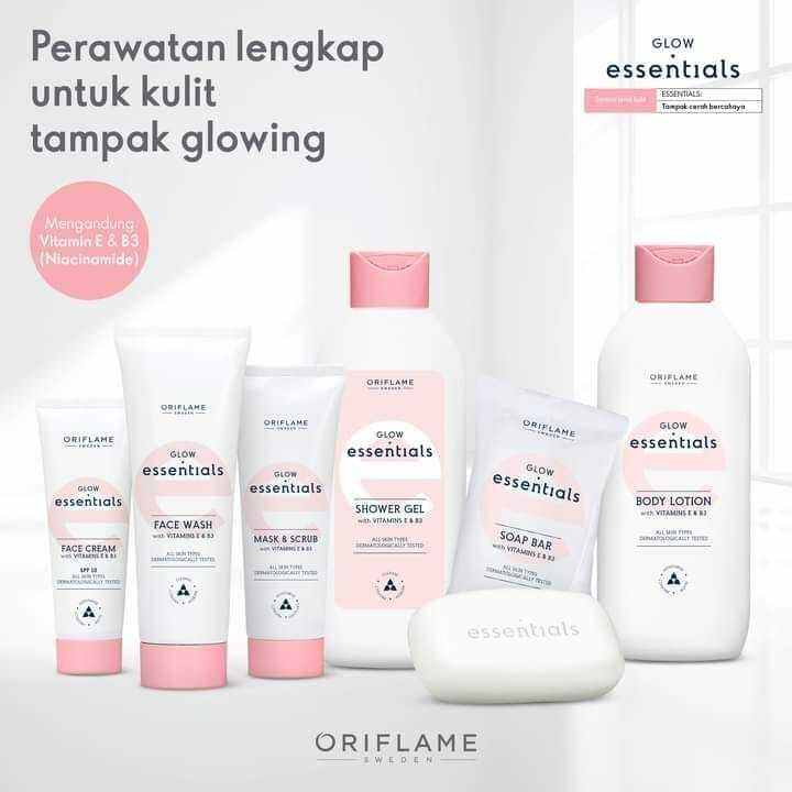 Glow Essentials Face Wash, Face Cream SPF 10, Mask and Scrub, Soap Bar