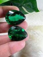 มรกต เอมเมอรัล Green Emerald very fine lab MADE 18x25 มม mm.. กะรัต 2เม็ด carats รูปแปดเหลี่ยม (พลอยสั่งเคราะเนื้อแข็ง)