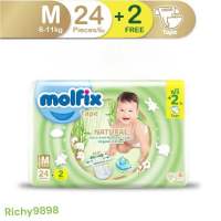 Molfix ผ้าอ้อมเด็กโมลฟิกซ์ เนเชอรัล เทป M 24+2 ชิ้น