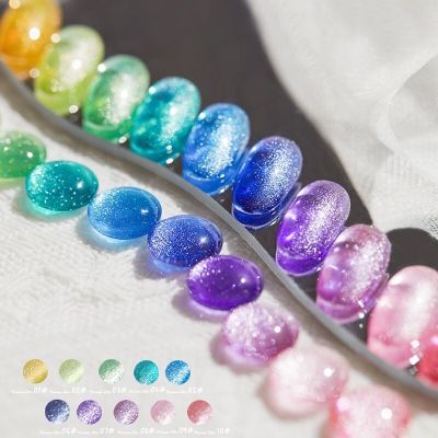 15ml ยาทาเล็บเจล สีทาเล็บเจล สีเจลแคทอาย สีลูกแก้ว 10 Colors Aurora Pearl Shell Nail Gel Polish Long Last UV Soak Off Gel Varnish Shiny Mermaid Effect Nail Art Gel Lacquer