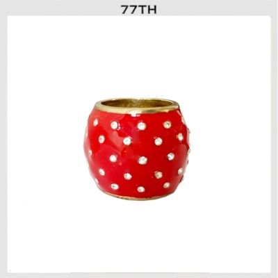 77th Crystals Polkadot Red Ring