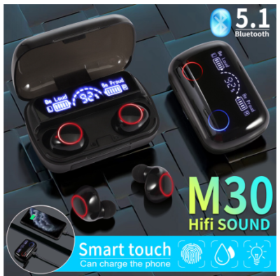 หูฟัง หูฟังบลูทูธ หูฟังไร้สาย TWS M30 BT V5.2 ระบบเสียง ระดับ HiFi เสียงดี เบสแน่น หูฟังรุ่นใหม่ บลูทูธ V5.2