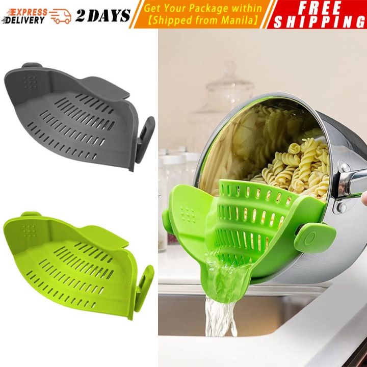 Silicone Clip on Pan Pot Strainer Universal Anti Spill Pasta Pot