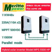 11KW Hybrid solar inverter 48V220A(110Ax2)MPPT 500VDC  230VAC work with battery lithium.