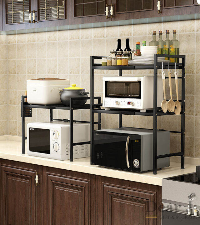 Kitchen Microwave Rack Adjustable Length And Height Commodity Shelf