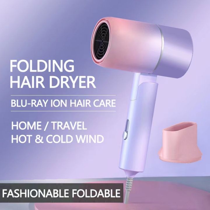 Professional Fold Blower Hair Dryer Electric Quick Hairdryer Blue Anion ...